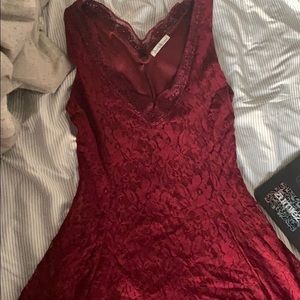 Maroon floral dress with v neck